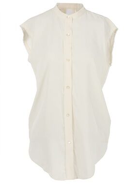 Helmut lang white sleeveless blouse with gathered sides size small